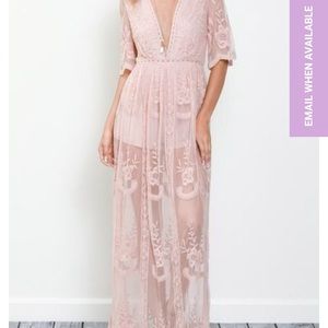 Blush Honey Punch Lace Maxi Dress